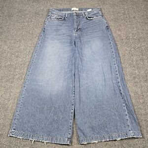 Current/Elliott Jeans Womens 30 Blue Wide Leg Cropped‎ Raw Hem High Rise 30x26